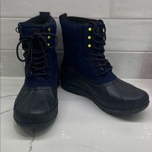 Stylish Black and Blue Lace-Up Boots